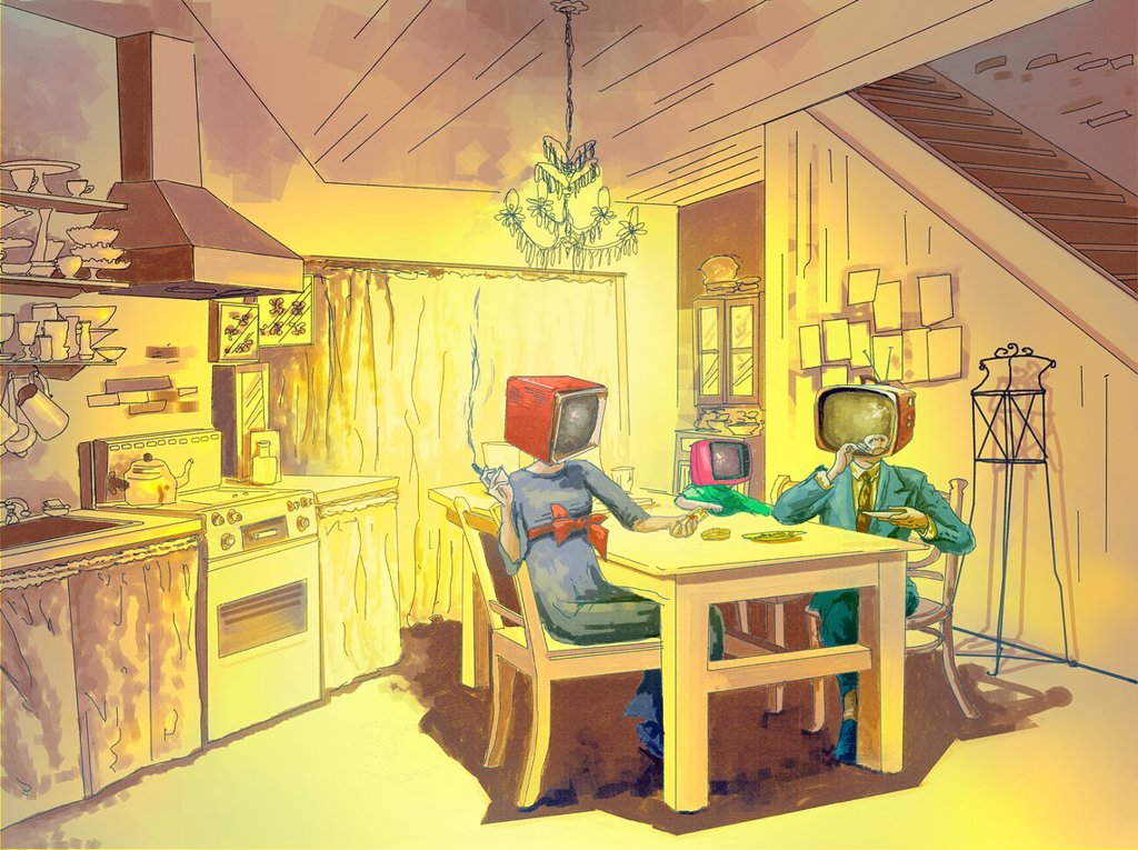 TV COUPLE AT DINING TABLE
