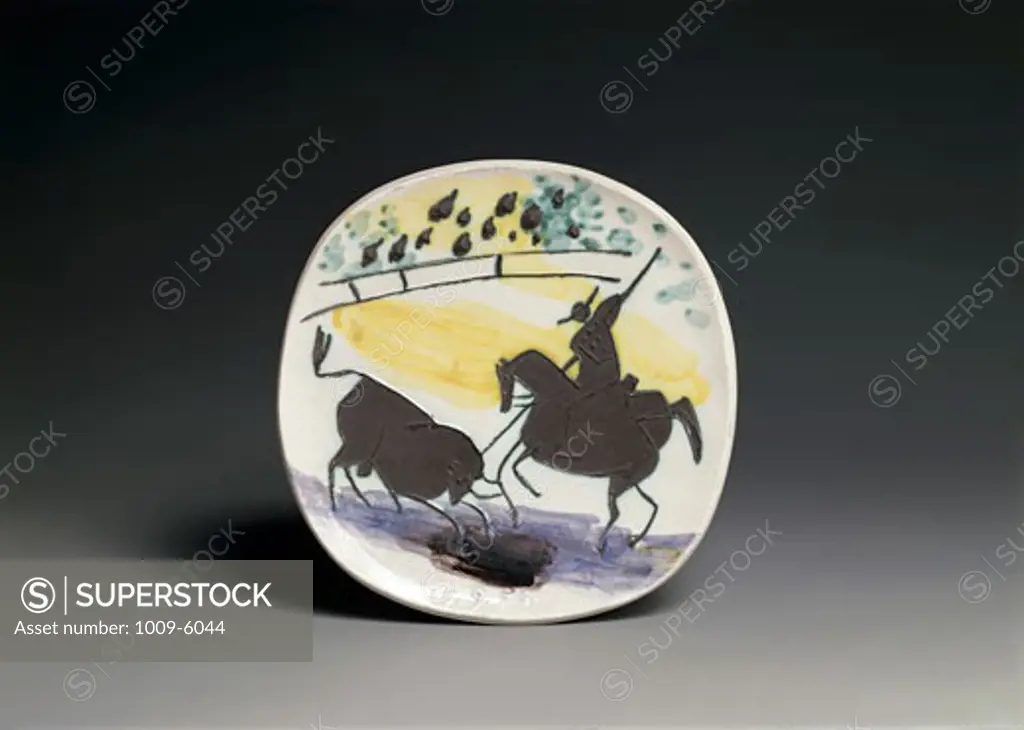 The Bull's Battle by Pablo Picasso, painted ceramic, 1881-1973