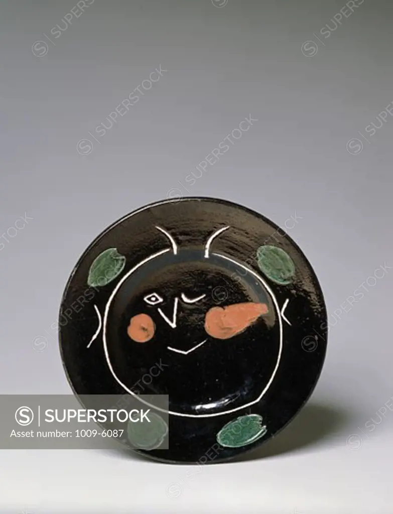 Plate from The Fruit Service Faces by Pablo Picasso, painted ceramic, 1881-1973, The Fruit Service Faces