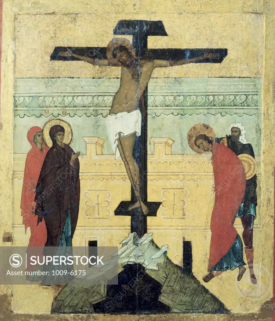The Crucifixion of Our Lord 16th Century Artist Unknown Icon Novgorod, Russia 
