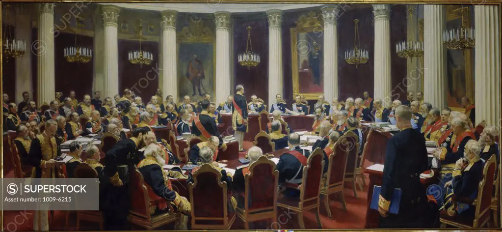The Sitting of The Supreme Council Il'ja Efimovic Repin (1844-1930  Russian) State Russian Museum, St. Petersburg, Russia 