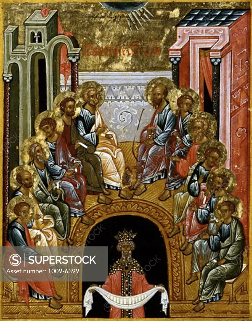 The Descent of the Holy Spirit End of 15th Century Artist Unknown Icon Cathedral of St. Sophia Novgorod, Russia Tempera on canvas