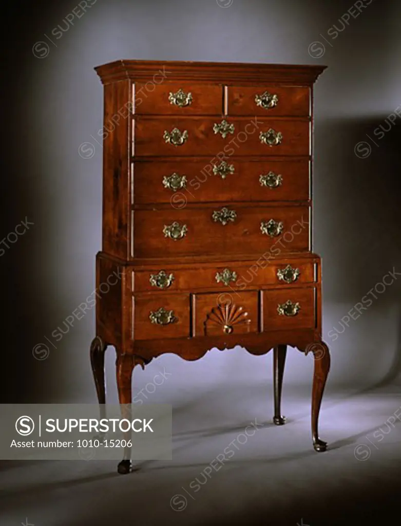 Queen Anne Flat Top Highboy Massachusetts Antique Furniture 