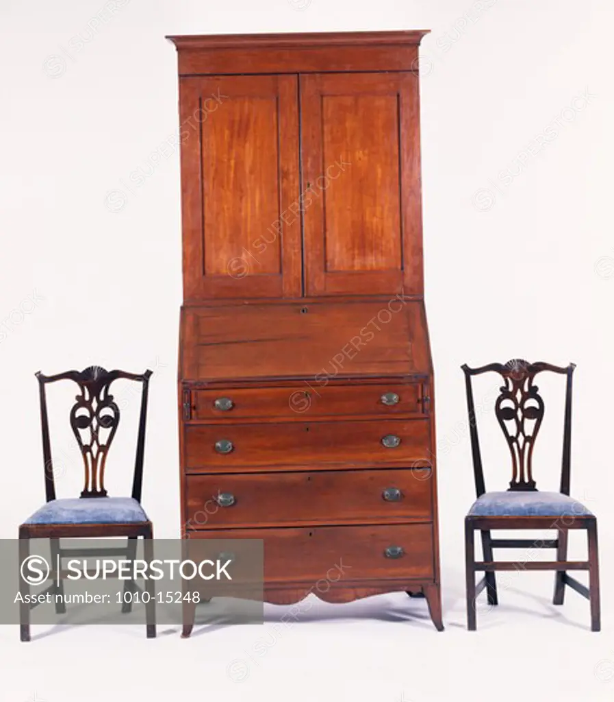 Hepplewhite & Chairs Secretary/Bookcase Chippendale Side Antique Furniture 