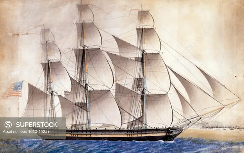 Baltimore Clipper Ship by unknown American artist, 19th century