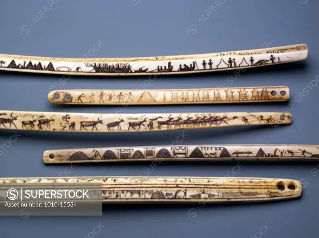 Engraved Drill Bows and Handles, Eskimo Art, USA, Washington DC, Smithsonian Institution (National Museum of Natural History)