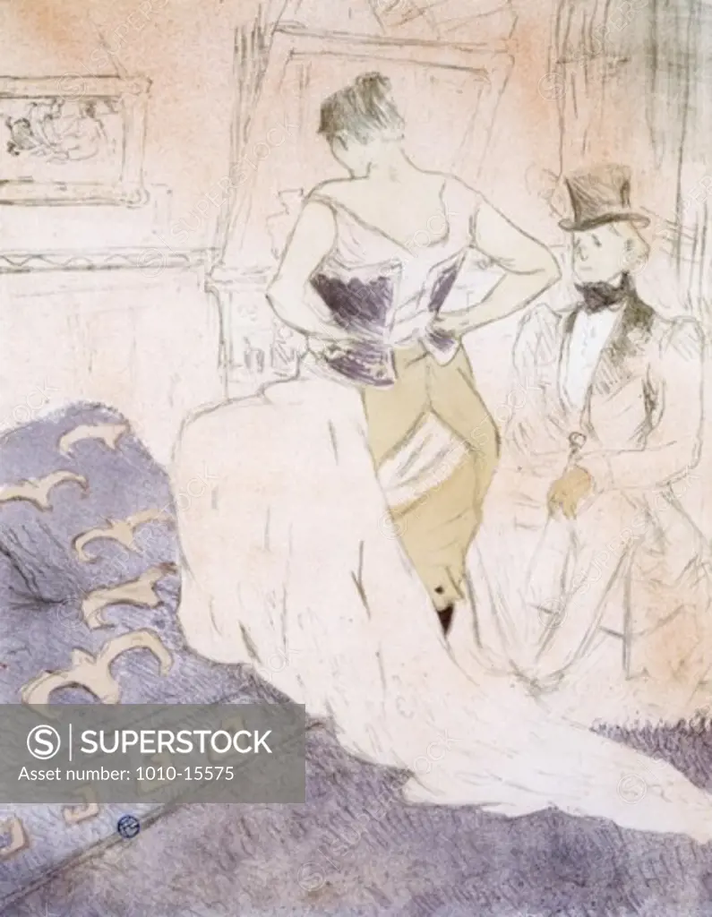 Elles: Femme en Corset Conquete de Passage Henri de Toulouse-Lautrec (1864-1901 French) 