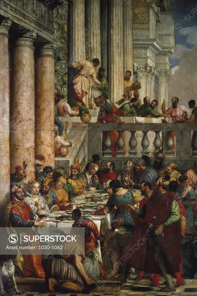 The Wedding Feast at Cana. Left Side  1562-1563,  Veronese (Paolo Caliari) 1528-1588 /Venetian  Oil on Canvas  Musee du Louvre, Paris 
