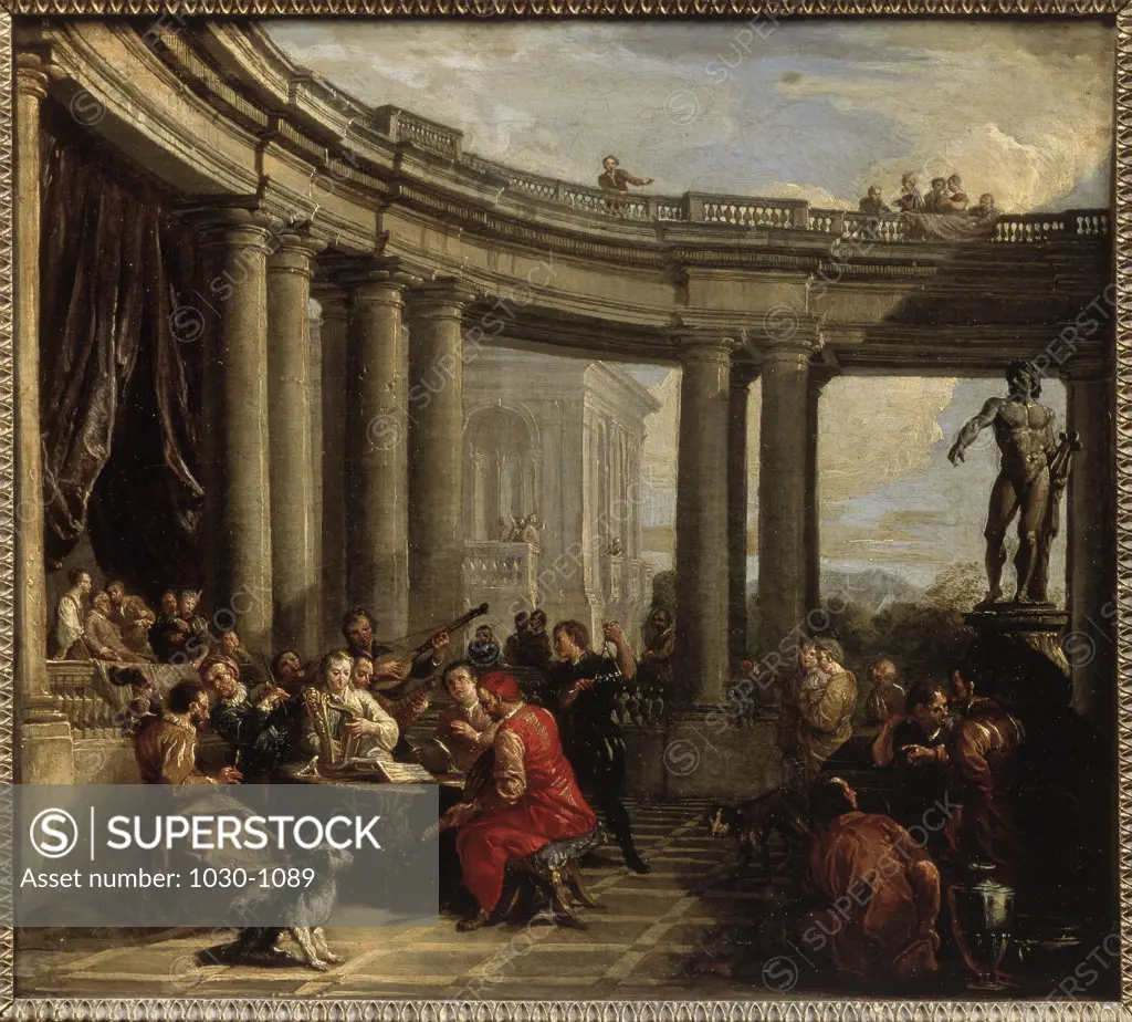 Concert Given in the Interior of a Circular Gallery of the Doric Order C.1720-1725 Giovanni Paolo Panini (1692-1765 Italian) Oil On Canvas Musee du Louvre, Paris, France