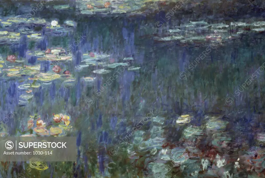 Water Lilies, Green Reflections, Left Side Claude Monet (1840-1926/French)  Oil on canvas Musee de l''Orangerie, Paris 