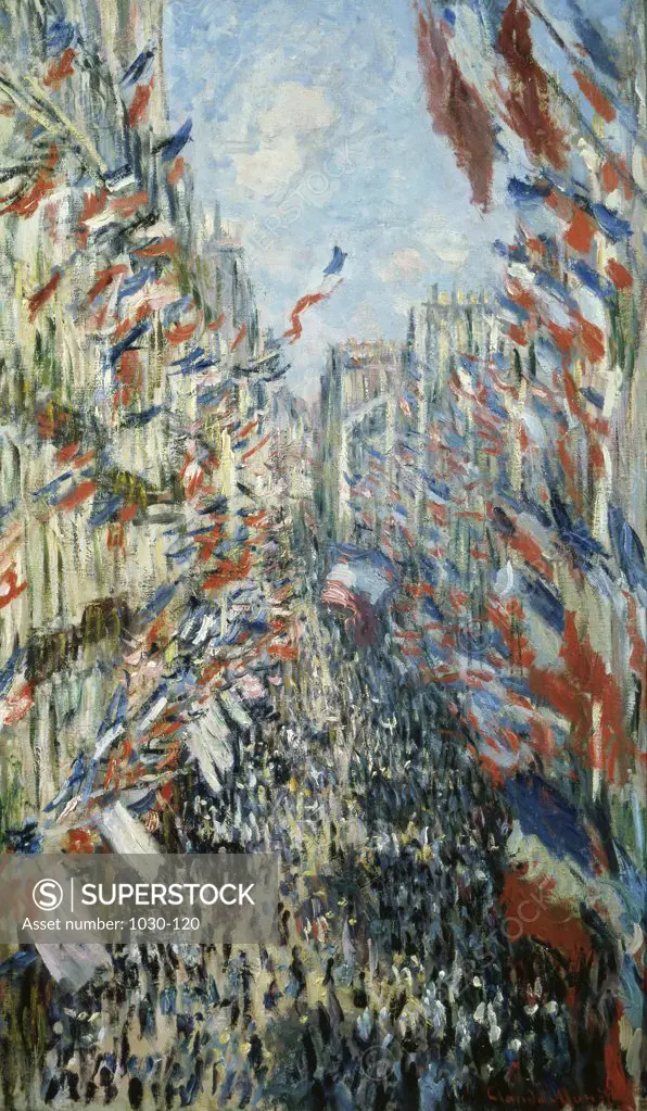 Rue Montorgueil, Paris. Festival of June 30, 1878.  (La Rue Montorgueil. Fete du 30 Juin 1878.)  Claude Monet (1840-1926/French)  Oil on canvas Musee d'Orsay, Paris  