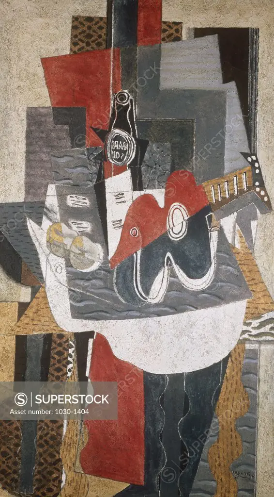 Blue and Red Guitar  (The Bottle of Marc) Georges Braque (1882-1963/ French) Private Collection, New York     