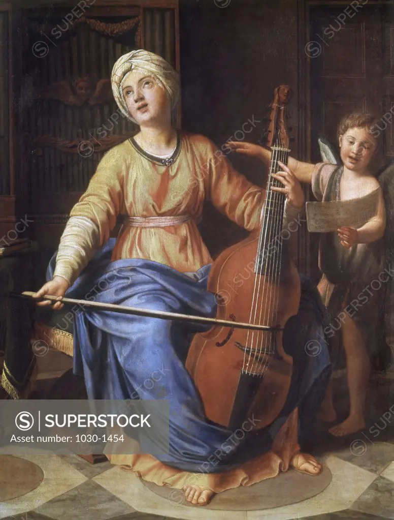 Saint Cecilia  (Saint Ccile)  Nicolas Colombel (1646-1717 /French)  Oil on Canvas  Musee des Beaux-Arts, Rouen 