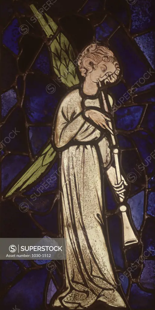 Angel Sounding a Trumpet c. 1280 Artist Unknown Stained Glass Private Collection