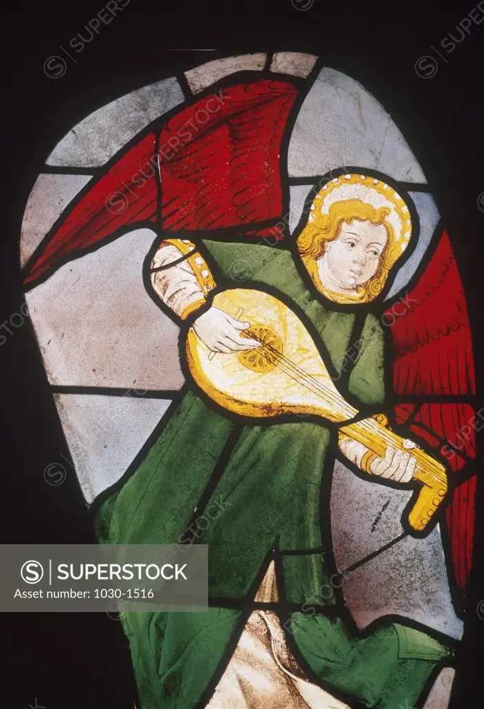 Angel Musician  16th Century  Artist Unknown  Stained glass Saint-Etienne Cathedral, Bourges 