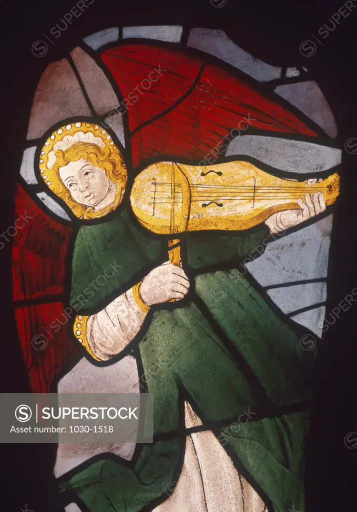 Angel Musician  16th Century  Artist Unknown  Stained glass Saint-Etienne Cathedral, Bourges, France  