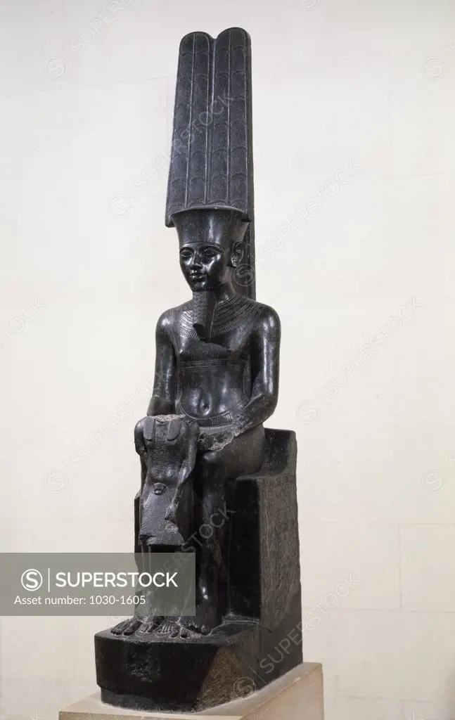 The God Amon Protecting Tutankhamen Egyptian Art Musee du Louvre, Paris