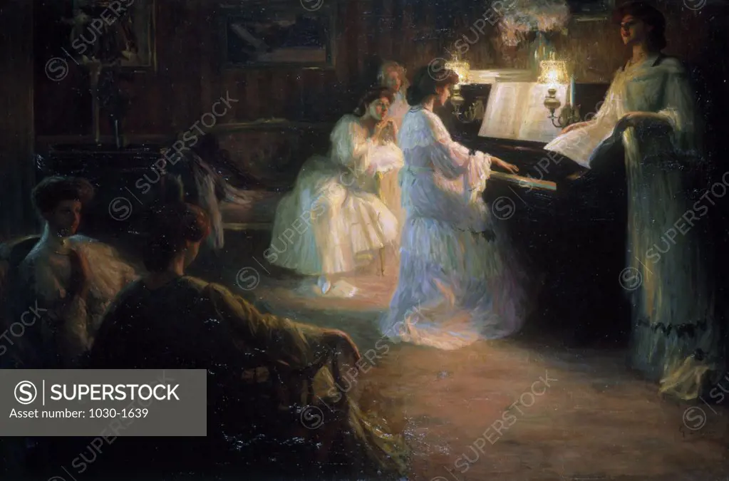 Young Girls at the Piano  (Jeunes Filles au Piano)  1906 Gabriel Deluc (d. 1916/French)  Oil on canvas Muse Bonnat, Bayonne 