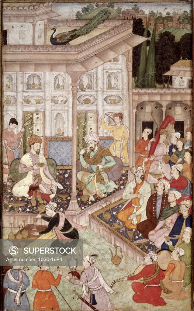 Interview of Babur With Bedi Az Zaman Mirza 1600-1700's Indian Art Miniature Musee Guimet, Paris, France