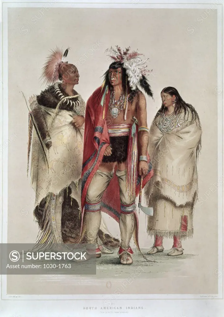North American Indians  Three Canadian Indians(Portfolio) George Catlin (1794-1872/American) Bibliotheque Nationale, Paris  