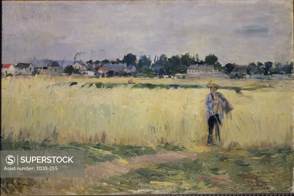 In the Wheat Fields at Gennevilliers 1875 Berthe Morisot (1841-1895 French)   Oil on canvas Musee d' Orsay, Paris, France