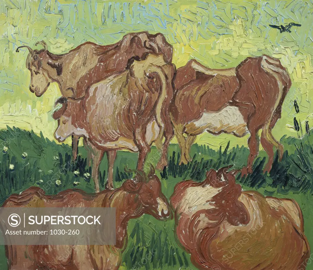 The Cows (Study)  (Les Vaches  (etude))  1890  Vincent van Gogh (1853-1890/Dutch)  Oil on canvas Musee des Beaux-Arts, Lille, France 