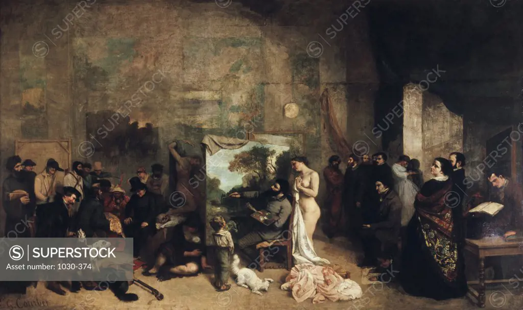 The Artist's Studio (A Real Allegory Determining A Phase Of Seven Years Of The Artist's Life) 1854-1855 Courbet, Gustave(1819-1877 French) Oil On Canvas Musee d'Orsay, Paris, France