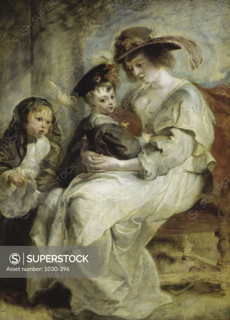 Helena Fourment and Her Children c.1636-37 Peter Paul Rubens (1577-1640/Flemish) Painting Musee du Louvre, Paris, France