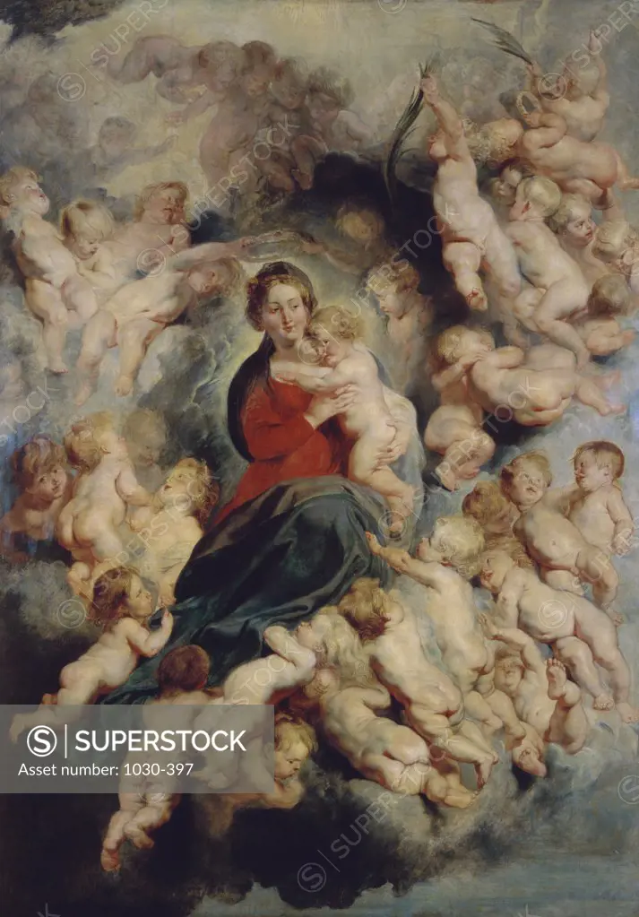 Madonna and Child Surrounded by Angels 1618 Peter Paul Rubens (1577-1640/Flemish) Oil on Canvas Musee du Louvre, Paris, France