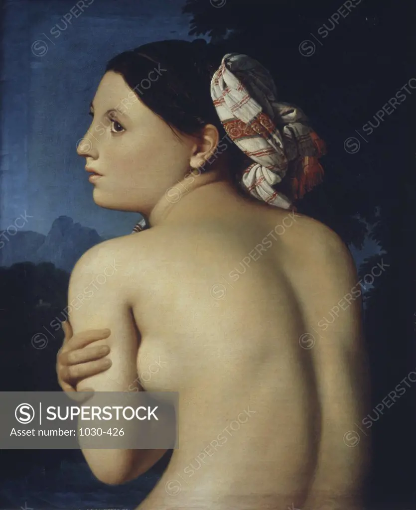 Bust of Bather Seen From the Back Jean Auguste Dominique Ingres (1780-1867 French) Oil on canvas Musee Bonnat, Bayonne, France 