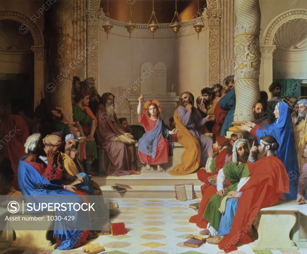 Jesus Among Doctors (After Work by Raphael)  Jean Auguste Dominique Ingres (1780-1867/French) Musee Ingres, Montauban, France