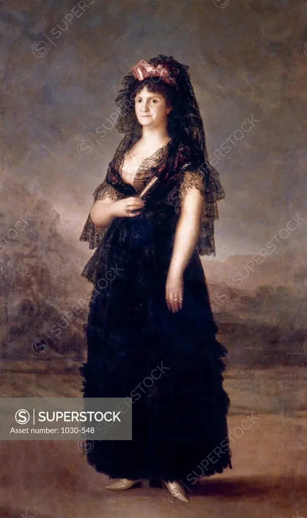 Marie-Louise of Bourbon with a Mantilla, Queen of Spain from 1788 to 1808, ...Wife of King Charles IV Francisco Goya y Lucientes (1746-1828 Spanish) Museo del Prado, Madrid, Spain 