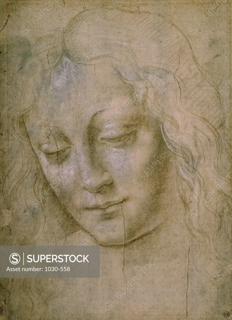 Woman's Head Leonardo da Vinci (1452-1519/Italian) Drawing Gallerie dell'Accademia, Venice, Italy