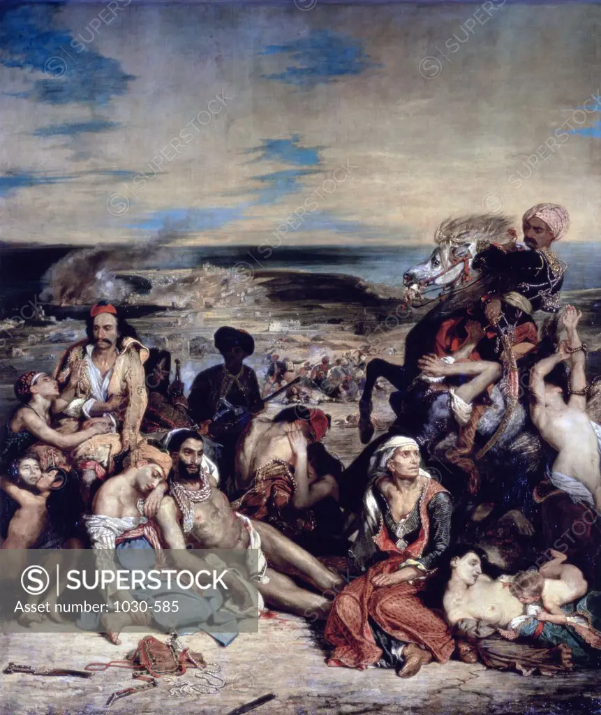 The Massacre at Chios 1824 Eugene Delacroix (1798-1863 French) Oil on canvas Musee du Louvre, Paris 