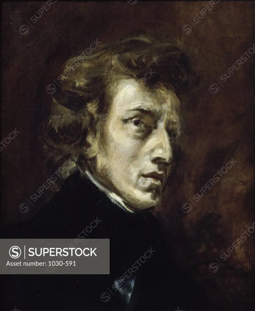 Portrait of the Polish Composer Frederic Chopin 1838 Eugene Delacroix (1798-1863 French)  Oil on canvas Musee du Louvre, Paris, France