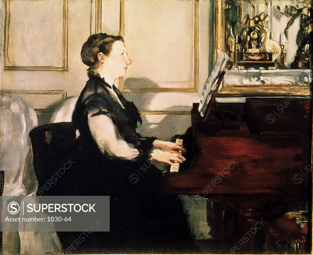 Madame Edouard Manet at the Piano 1868 Edouard Manet (1832-1883 French) Oil on canvas Musee d'Orsay, Paris, France