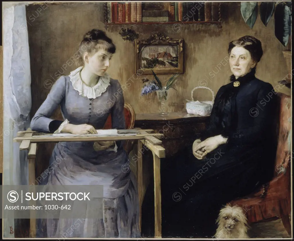 At Home or Intimacy (Catharine and Bernardina Breslau, Mother and Younger Sister of the Artist)  1885 Marie Louise Breslau (1856-1928/Swiss)  Oil on canvas  Musee  d'Orsay, Paris     