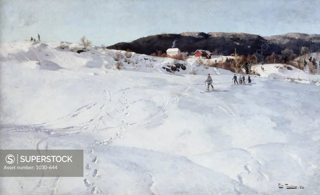 Un Jour D'hiver, En Norvege A Winter Day In Norway S.D.1886 Fritz Thaulow (1847-1906 Norwegian) Oil On Canvas Musee d'Orsay, Paris, France