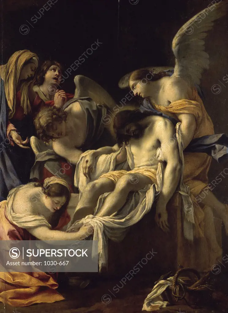 The Placing in the Tomb  (La Mise au Tombeau) Simon Vouet (1590-1649/ French)  Oil on Wood Panel  Musee du Louvre, Paris 
