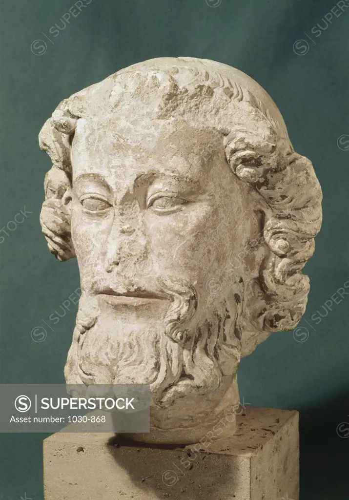 Tete de Moine Monk's Head 1300's Roman Art Sculpture Musee Antoine Vivenel, Compiegne, France