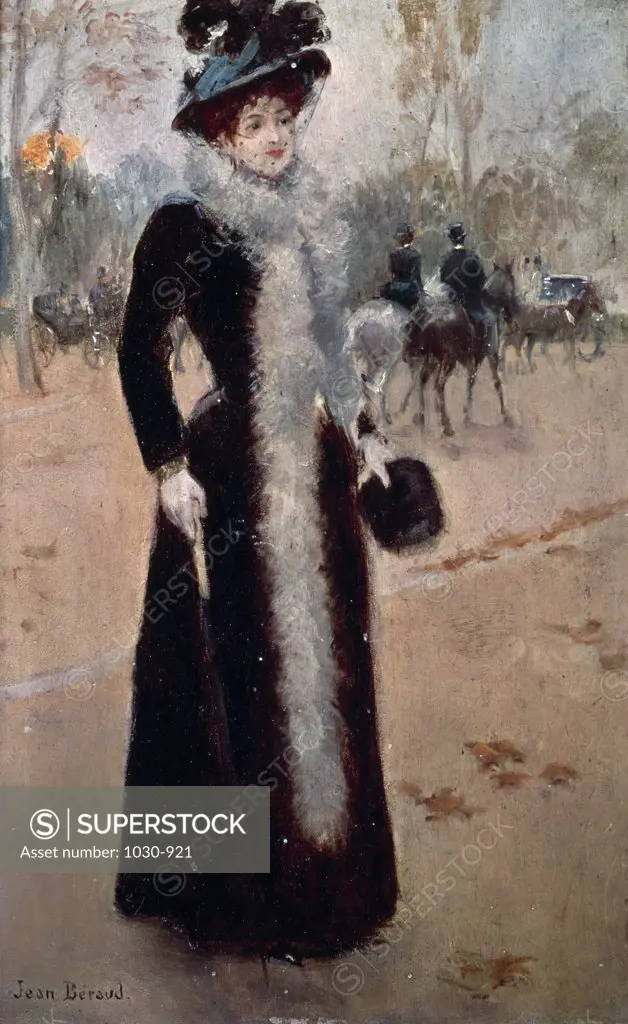 Parisienne au Bois by Jean Beraud,  oil on canvas,  Circa 1898-1900,  (1849-1935),  France,  Paris,  Musee Carnavalet