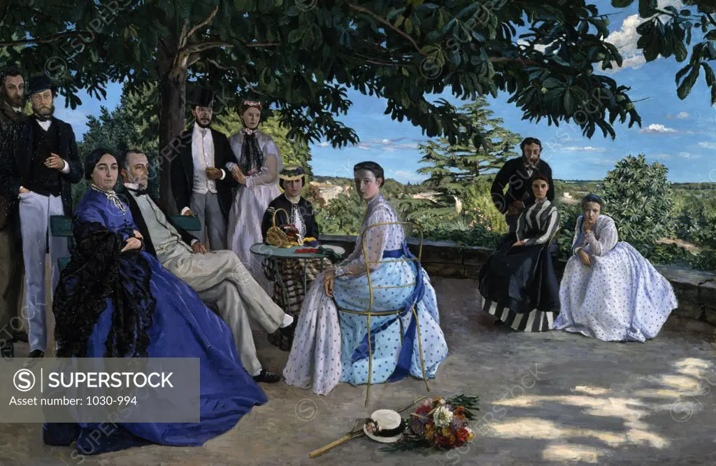 Family Reunion by Frederic Bazille,  oil on canvas,  1867,  (1841-1870),  France,  Paris,  Musee d'Orsay