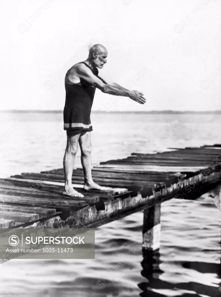 Jacksonville, Florida: 1924. Major James Edward Monroe,  who claims to be 109 years old, prepares for his morning swim. He says he was born on July 4, 1815, and fought in the Civil War, and is also the son of President James Monroe.