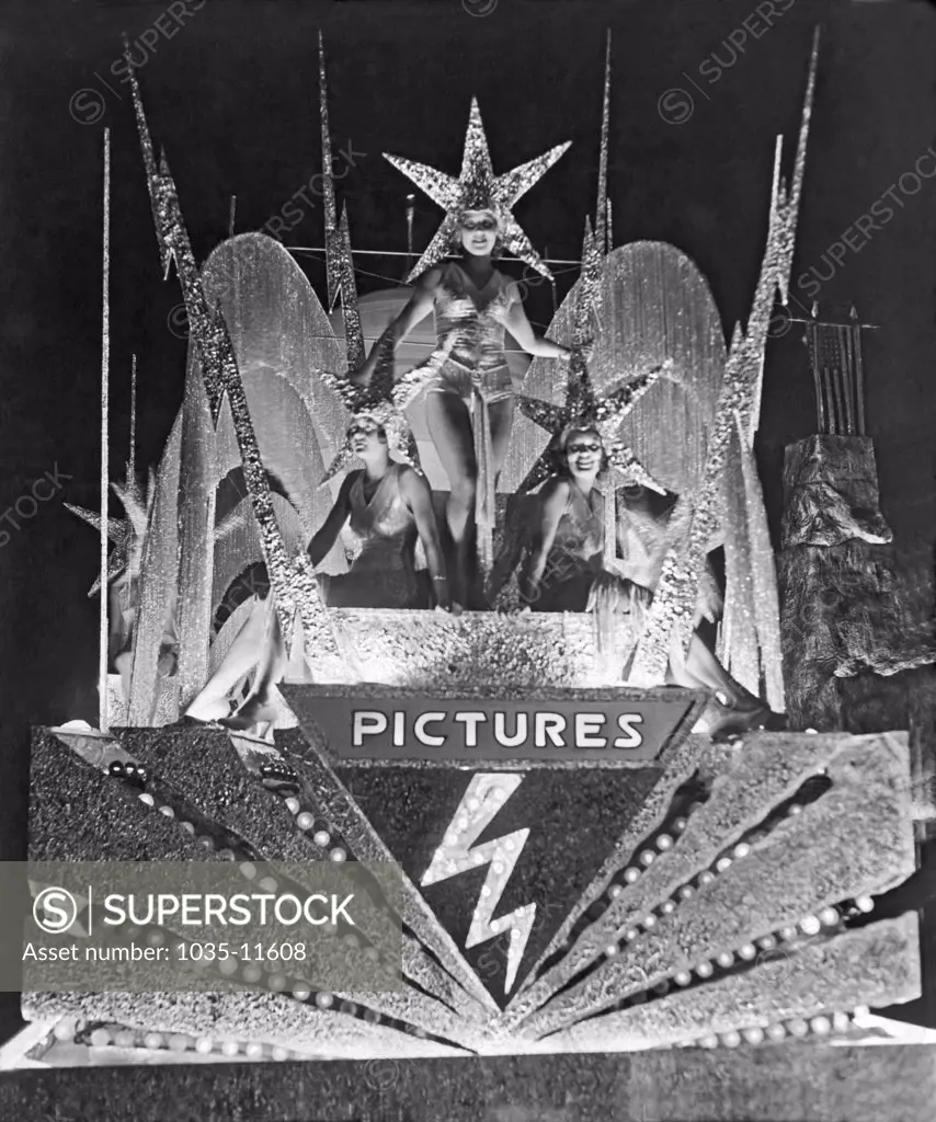Los Angeles, California:  1931. The Spirit of Hollywood as seen at the Carnival of Jewels at the sesqui-centenial La Fiesta.
