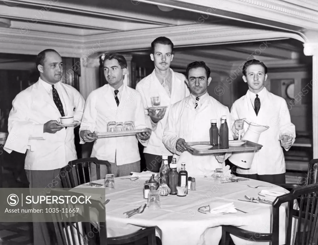 San Francisco, California:   c. 1940's. Five passengers who were servers aboard the SS President Monroe.