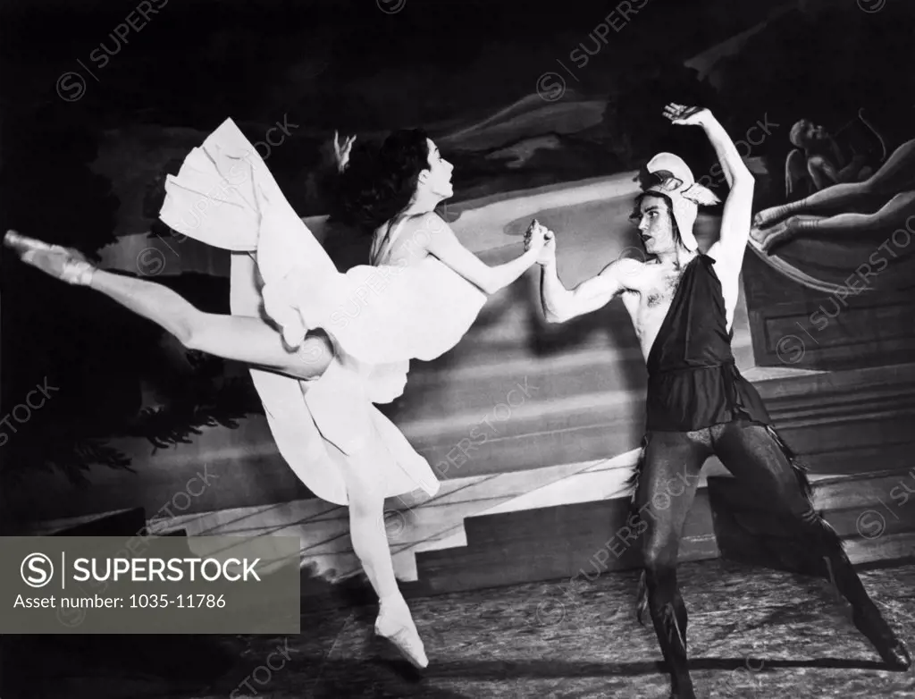 Chicago, Illinois:  November 29, 1944. A scene from a ballet with Tamara Toumanova and Richard Reed of the Russian Ballet while appearing in Chicago.