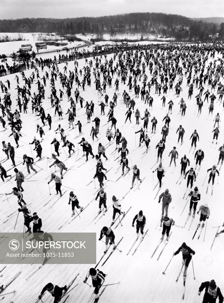 c. 1960 A very large cross county ski race, or a Nordic migration.