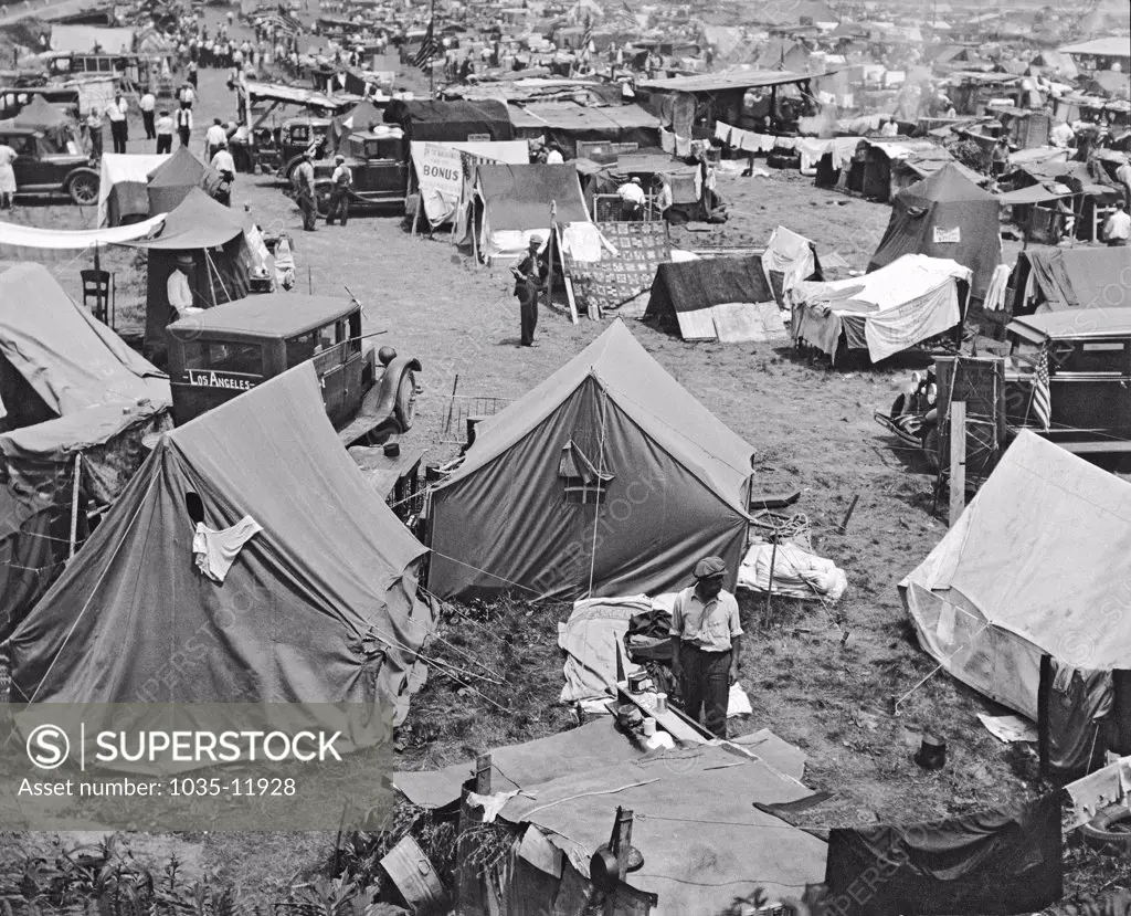 Washington, D.C.:   1932. Camp Marks, one of the encampments built by veterans of the Bonus Expeditionary Force in Washington, D.C.