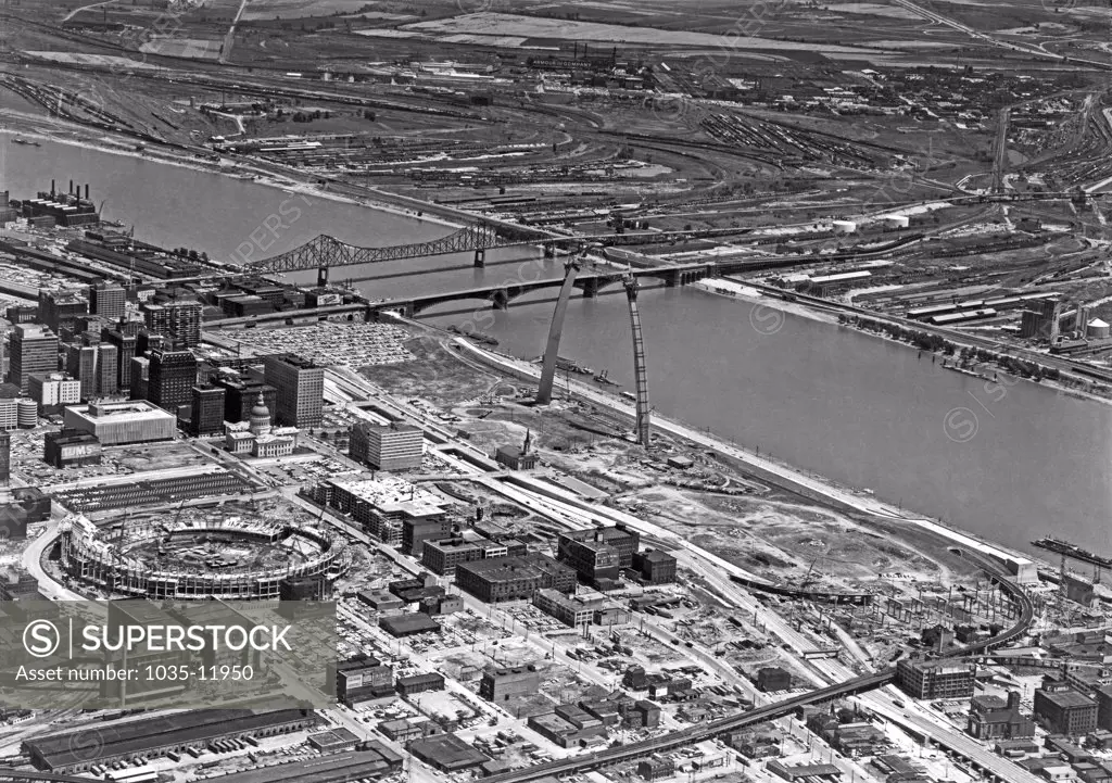 St. Louis, Missouri:  c. January, 1965. Construction of the Gateway Arch, the nation's tallest national monument at 630 feet.