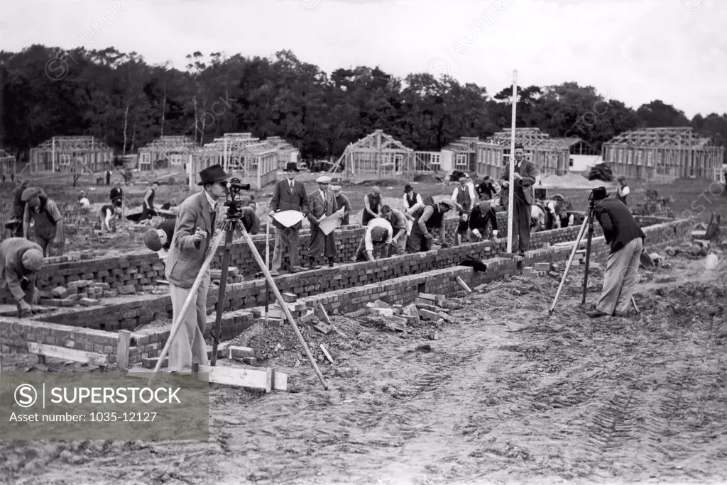 Crookham, Hampshire, England:  May 22, 1939. Construction beginning on the new camp to hold 5,000 of England's militia and conscripts.  For this, the villagers have lost their football and cricket field, and the rifle club has lost its ranges.